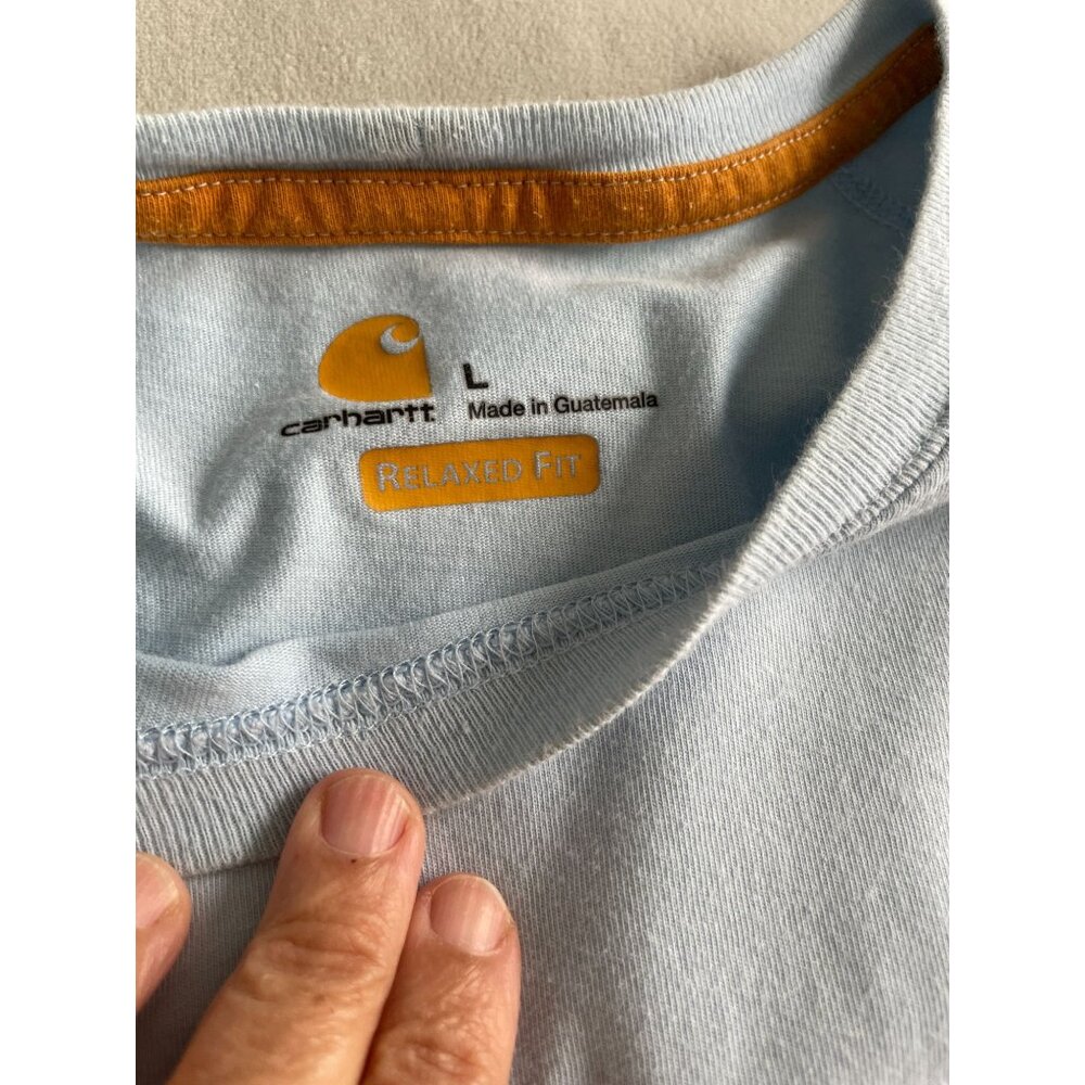 Carhartt Mens Relaxed Fit Light Blue Short Sleeve Pocket T-Shirt L - Picture 3 of 7
